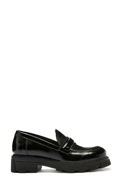 La Canadienne Douglas Waterproof Platform Loafer In Black Crinkle Patent