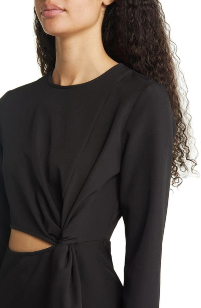 Shop Area Stars Cutout Long Sleeve Crepe Dress In Black