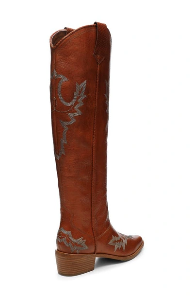 Shop Donald Pliner Marina Over The Knee Western Boot In Cognac