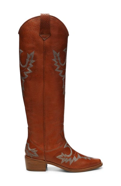Donald Pliner Marina Over The Knee Western Boot In Cognac