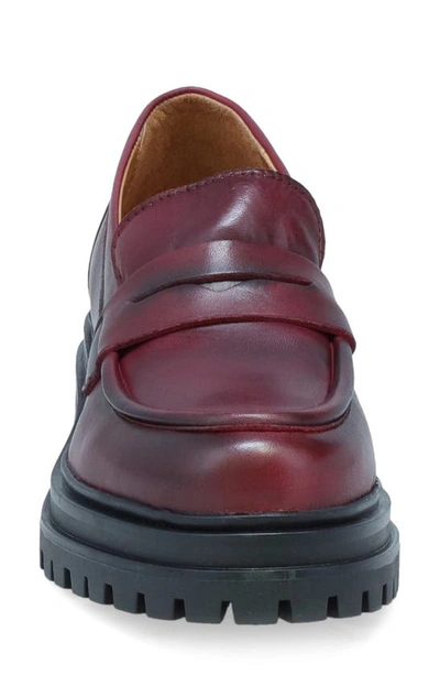 Miz Mooz Legend Platform Loafer In Bordeaux Antique