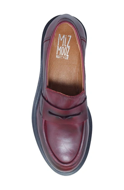 Miz Mooz Legend Platform Loafer In Bordeaux Antique