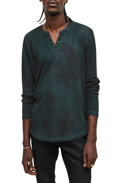 Shop John Varvatos Ash Carbon Wash Grommet Henley In Dark Moss