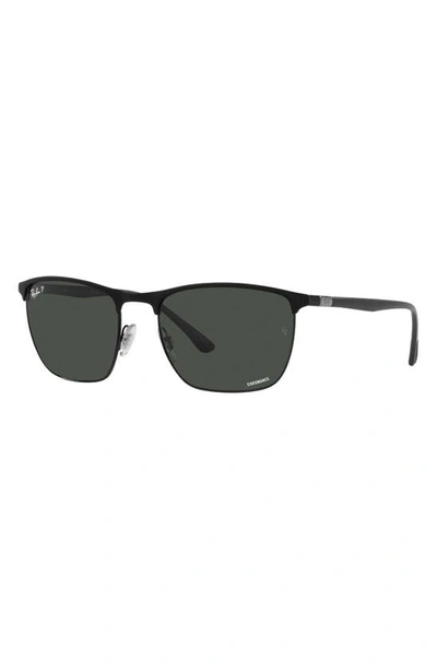 Ray Ban 57mm Polarized Square Sunglasses In Dark Grey