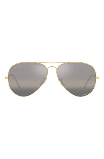 Shop Ray Ban 55mm Polarized Pilot Sunglasses In Yellow