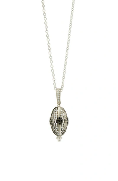 Shop Freida Rothman Industrial Finish Pendant Necklace In Black/ Silver