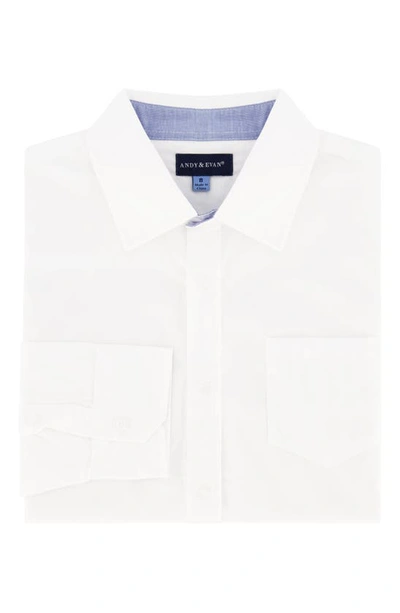 Andy & Evan Child Boys White Poplin Button-down Shirt In Natural