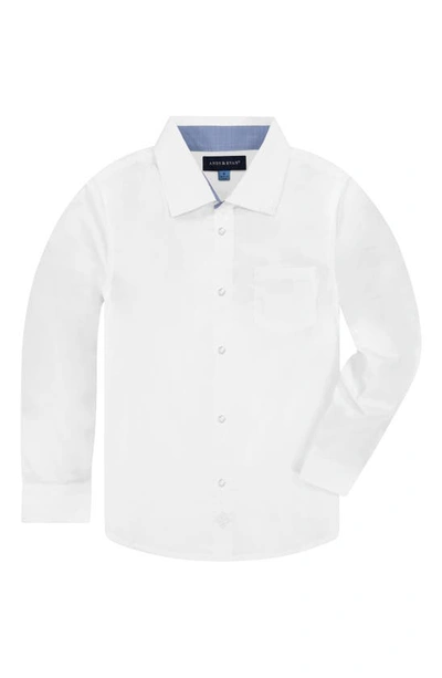 Andy & Evan Child Boys White Poplin Button-down Shirt In Natural