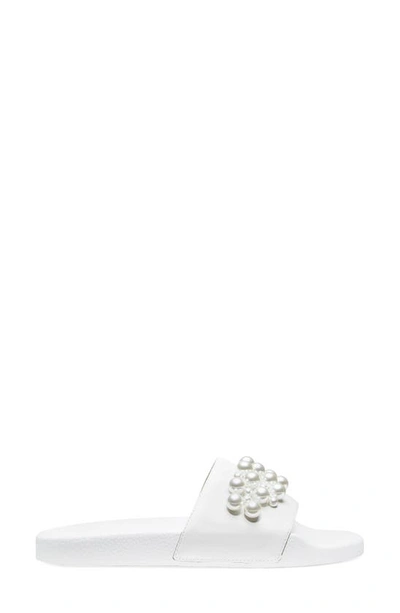 Shop Stuart Weitzman Goldie Slide Sandal In White