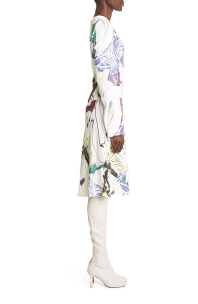 Shop Stella Mccartney Ahab Abstract Print Long Sleeve Midi Dress In Multicolor
