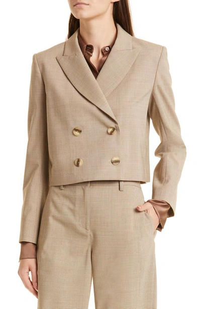 Shop Twp Perfect Waiter Wool Crop Jacket In Camel Multi