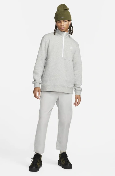 Shop Nike Sportswear Club Half-zip Pullover In Dark Grey Heather/ White