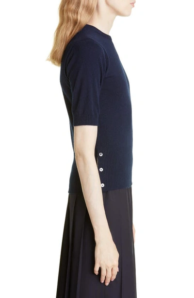 Thom Browne 4-bar Short Sleeve Cashmere Sweater In Navy