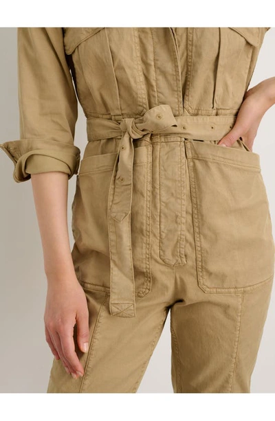 Shop Alex Mill Washed Expedition Long Sleeve Jumpsuit In Vintage Khaki