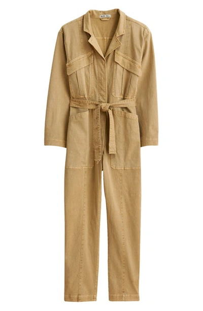 Shop Alex Mill Washed Expedition Long Sleeve Jumpsuit In Vintage Khaki