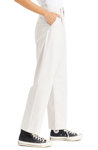 Shop Brixton Victory High Waist Wide Leg Ankle Pants In Beige Gingham