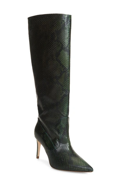 L Agence Lena Iii Snake-embossed Leather Knee-length Boots In Winter Moss |  ModeSens