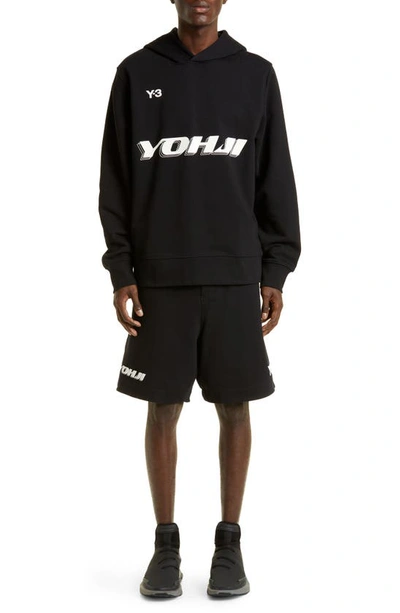 Shop Y-3 Cotton Logo Hoodie In Black