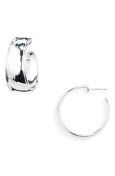 Ippolita Sterling Silver Classico Medium Hammered Hoop Earrings In Silver