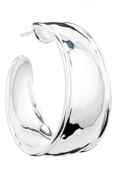 Ippolita Sterling Silver Classico Medium Hammered Hoop Earrings In Silver