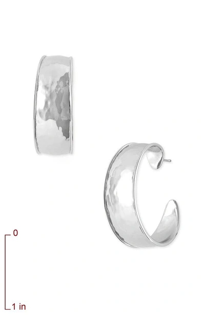 Ippolita Sterling Silver Classico Medium Hammered Hoop Earrings In Silver
