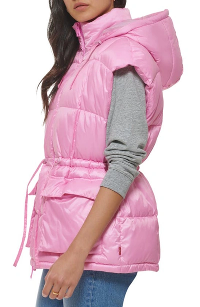 Shop Levi's Cinch Waist Hooded Vest In Baby Pink