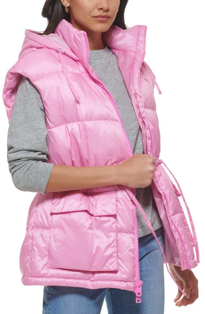Shop Levi's Cinch Waist Hooded Vest In Baby Pink