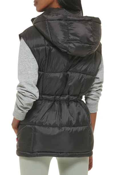 Shop Levi's Cinch Waist Hooded Vest In Black