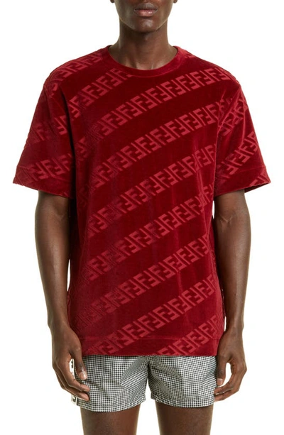 Fendi 3d Logo Print Velvet Sponge T-shirt In Rosso | ModeSens