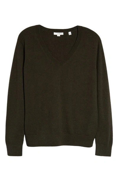 Shop Vince Weekend V-neck Cashmere Sweater In Dark Pine