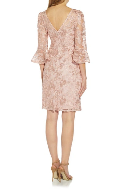 Shop Adrianna Papell Rosie Embroidered Cocktail Dress In Dusty Rose
