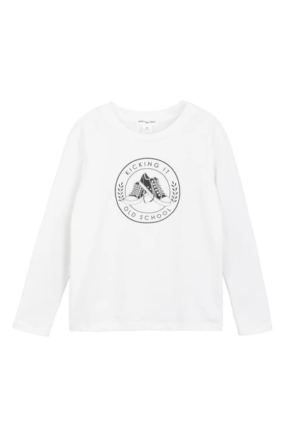 Shop Miles Baby Long Sleeve Organic Cotton Graphic Tee In 101 Off White