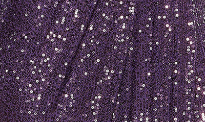 Shop Mac Duggal Sequin Long Sleeve Faux Wrap Gown In Purple