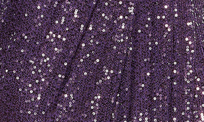 Mac Duggal Long Sleeve Sequin Faux Wrap Gown In Purple