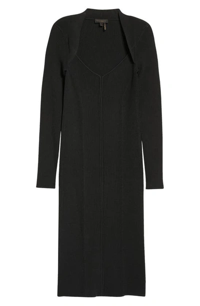 Shop Donna Karan Woman Sweetheart Neck Long Sleeve Sweater Dress In Black