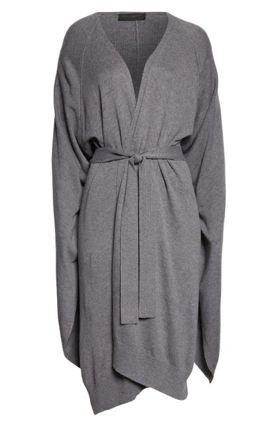 Shop Donna Karan Woman Tie Waist Cardigan In Heather Grey