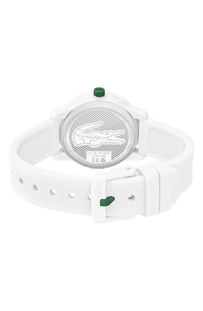 Shop Lacoste Kids' 12.12 Silicone Strap Watch, 33mm In White
