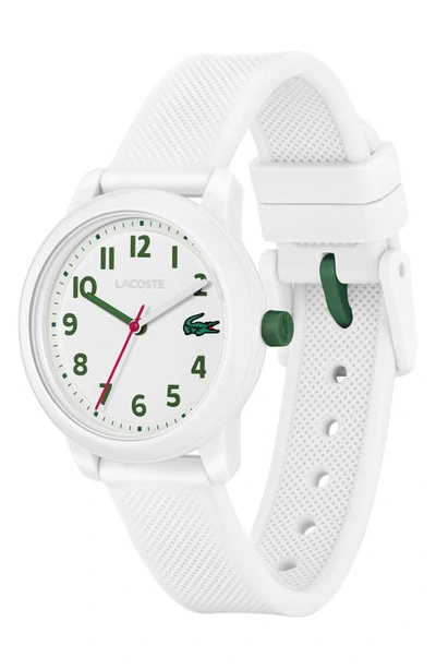 Shop Lacoste Kids' 12.12 Silicone Strap Watch, 33mm In White