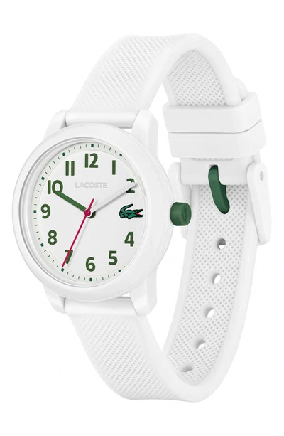 Lacoste Kids' 12.12 Silicone Strap Watch, 33mm In White