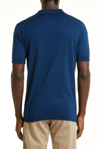 Shop John Smedley Jersey Polo In Indigo