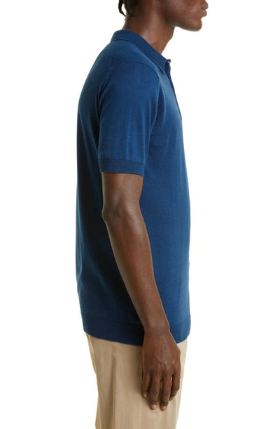 Shop John Smedley Jersey Polo In Indigo