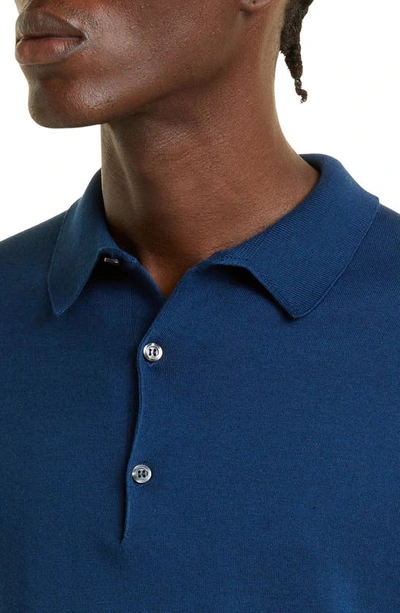 Shop John Smedley Jersey Polo In Indigo