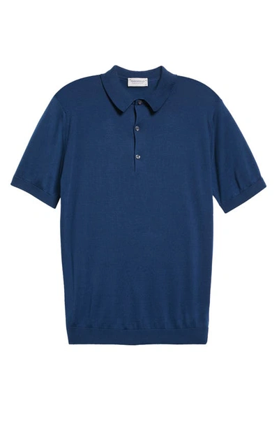 Shop John Smedley Jersey Polo In Indigo