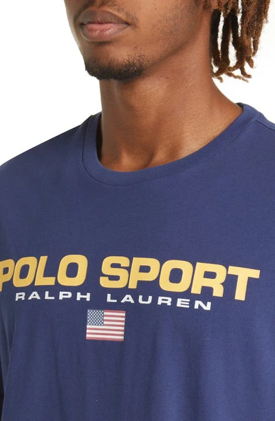 Shop Polo Ralph Lauren Polo Sport Graphic Tee In Dark Cobalt