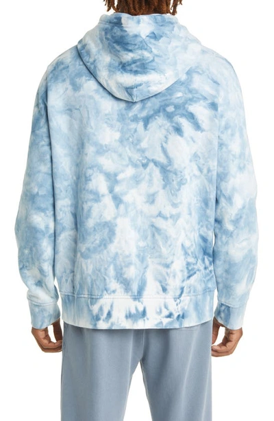 Polo Ralph Lauren Tie Dye Fleece Hoodie In Light Navy Cloud Wash