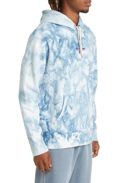Polo Ralph Lauren Tie Dye Fleece Hoodie In Light Navy Cloud Wash