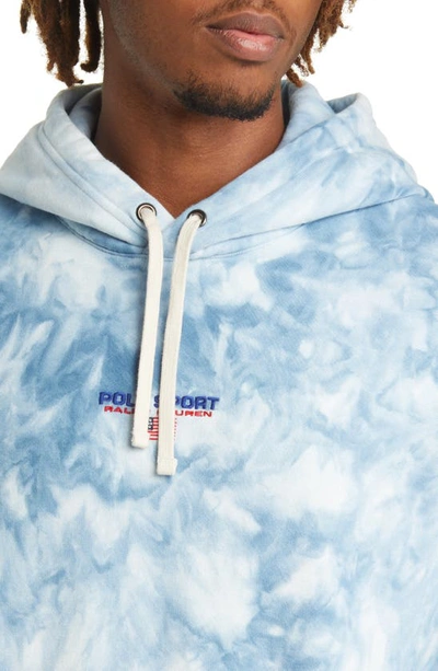 Polo Ralph Lauren Tie Dye Fleece Hoodie In Light Navy Cloud Wash