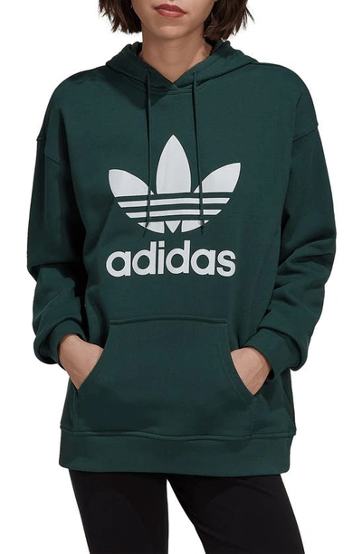 Shop Adidas Originals Adicolor Trefoil French Terry Hoodie In Mineral Green