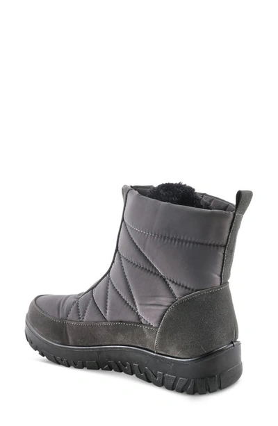 Flexus By Spring Step Lake Effect Waterproof Faux Fur Lined Quilted Snow Bootie In Grey