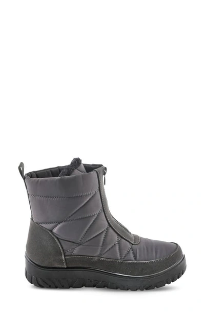 Flexus By Spring Step Lake Effect Waterproof Faux Fur Lined Quilted Snow Bootie In Grey